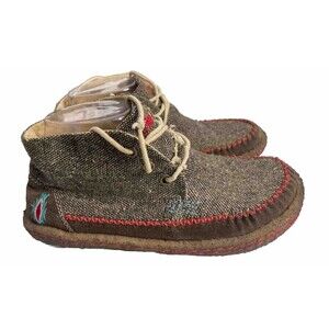 Indian Women's Brown Black Lace-Up Round-Toe Crepe Sole Chukka Boots Size US 5